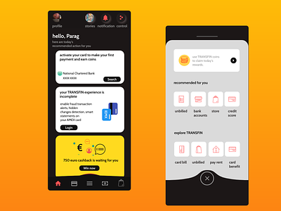 Credit Card App - Transfin cashless payment credit card credit card home daily ui challenge design homepage mobile home page uxpin