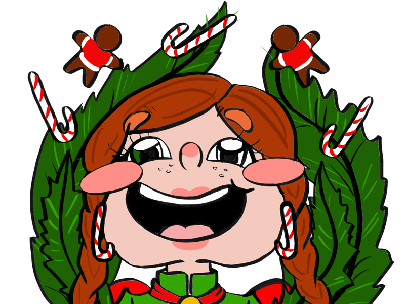 Santas little helper cartoon cute elf illustration merrychristmas