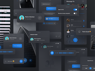 SWEY Project ( Dark ) | Component And Page 🤩 android app camera card chat checkbox component creative dashboad kit menu mobile money photography social ui voice web webdesign website
