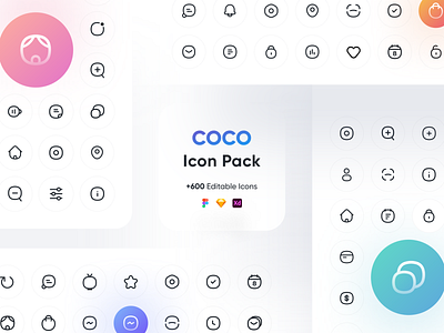 COCO Icon Pack | +600 editable icons ✌️
