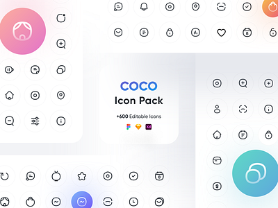 COCO Icon Pack | +600 editable icons ✌️ branding design essential fantasy flat home icon icon pack icon packs icon set icons icons design icons pack iconset iconsset illustrator logo minimal ui vector