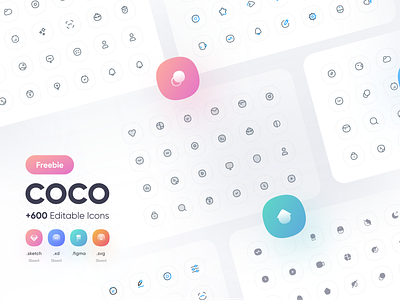 Freebie  - COCO icon pack +600 Editable icons