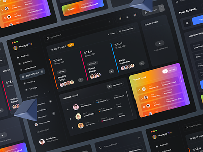 Project Management Dashboard 🚀 admin cards chart dark dashboard dashboard design design fiance icon minimal mobile project project managment status task task management tasks todo web webdesign