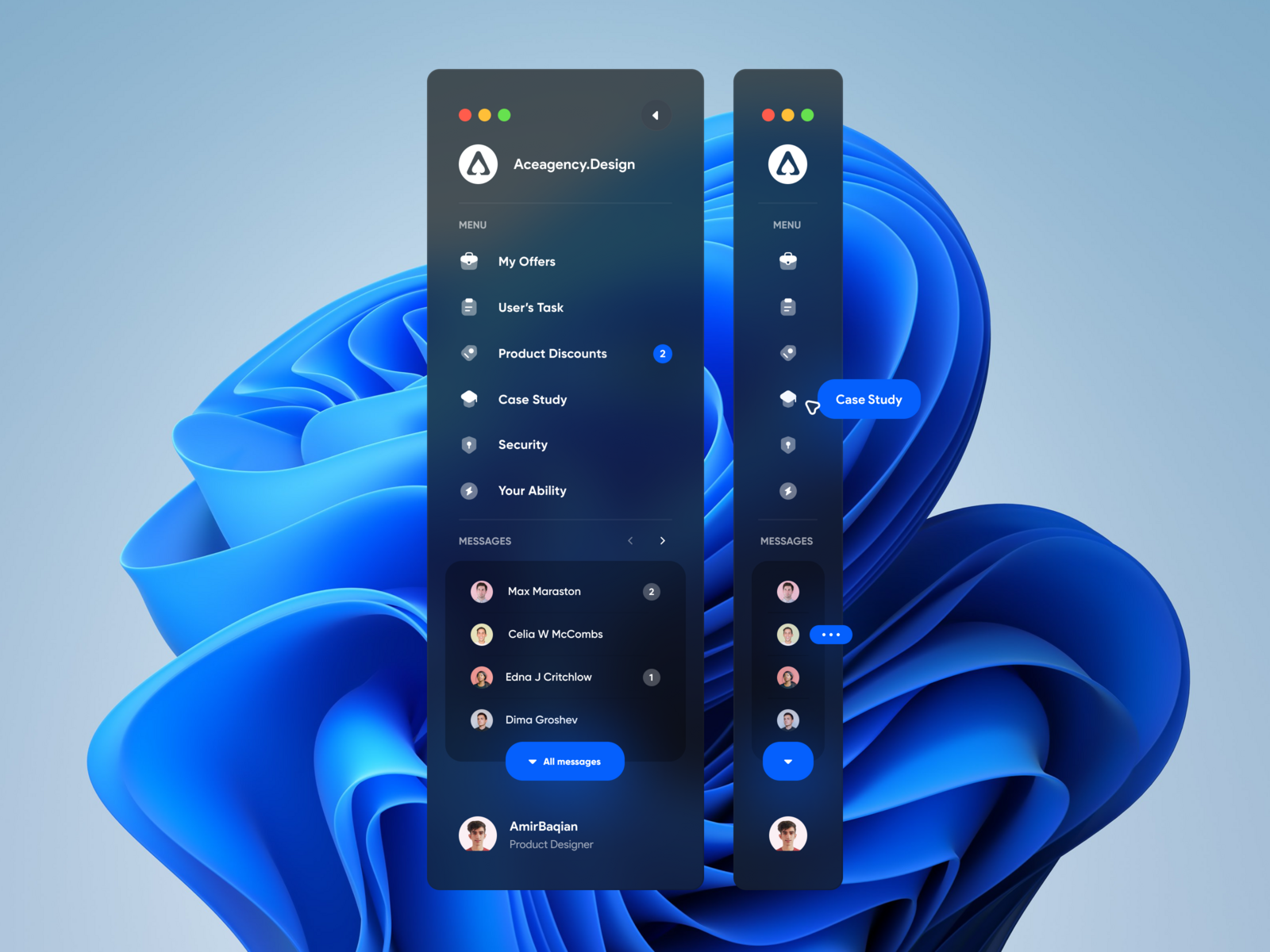 Sidebar Navigation - Glass by Amir Baqian for Ace Design Agency on Dribbble