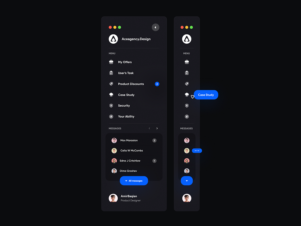Sidebar Navigation - Glass by Amir Baqian for Acedesign on Dribbble