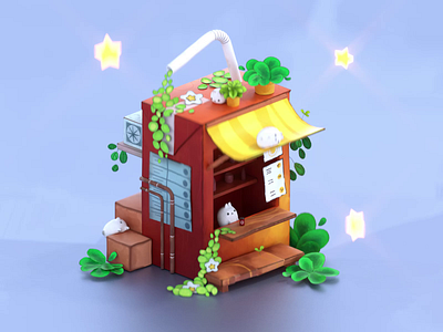 House of Rabbits 🐰 2d 3d 3d design 3d model blender c4d characters cinema c4 cute house illustration rabbit ui ui design