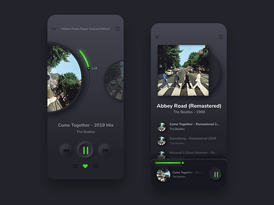 Dark Theme Music App android app apple application colors dark dark ui design elements invisionstudio minimal mobile mobile ui music neumorphic ui uidesign uiux