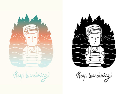 Keep Wandering drawing dude illustration lettering typography