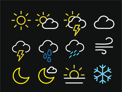 Weather Icons design flat graphic design icon iconography icons illustration illustrator minimal weather app