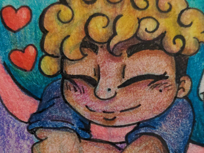 Inner Happiness character development color pencil design flat illustration illustrator traditional art traditional medium