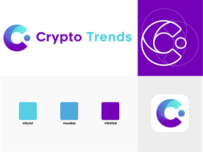 Crypto trends app bitcoin branding colors crypto cryptocurrency design golden ratio icon illustration interface logo purple ui vector web