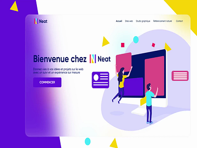 Neat web agency landing page animation agency animation branding character colors design digital homepage illustration landing space ui vector web