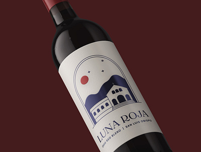 Luna Roja Wine Label branding california illustration illustrator label label design moon red wine wine label winery