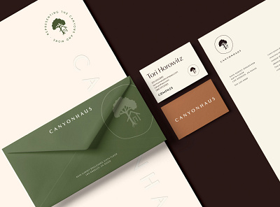 Canyonhaus Branding brand design brand identity brand system branding branding design business card earthy envelope letterhead luxury real estate stationery