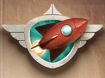 FastGui - Rocket Badge 3d badge brand illustration logo logotype old plugin retro rocket symbol