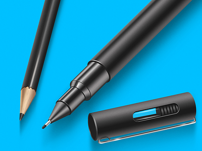 Pen & Pencil illustration pen pencil pixel realistic vector