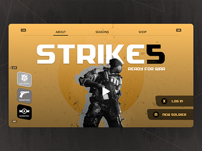 Strike5 VideoGame adobexd design game design gameart illustration illustrator menu design ui uidesign uiux videogame war web