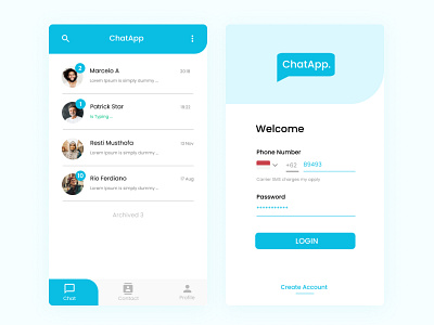Chat App chat chat app chatting clean elegant design login login design login form login screen mobileapps uiux