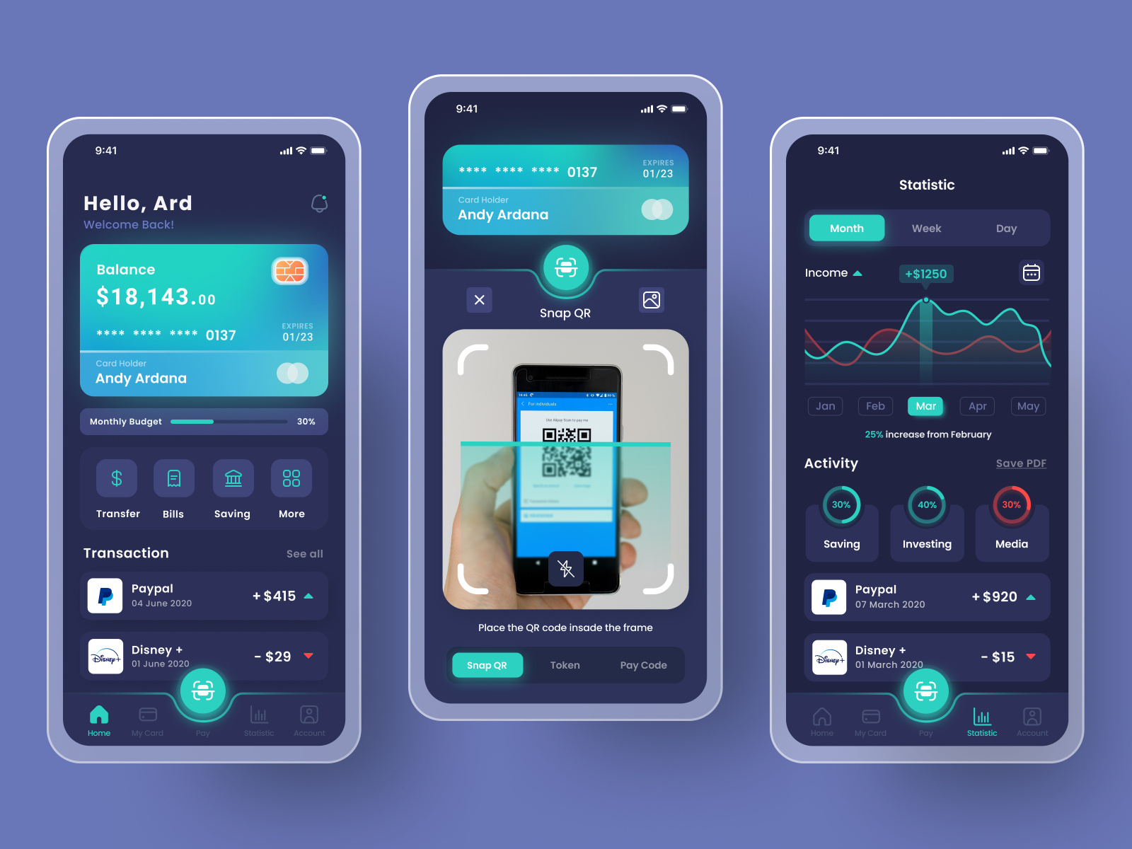 Finance App Dark Mode by Andy Ardana on Dribbble