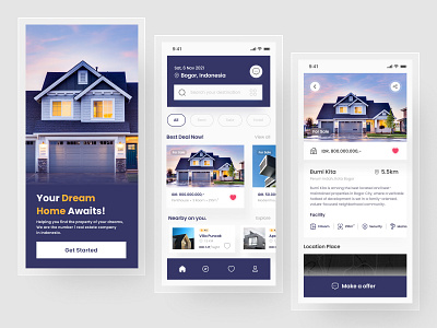 BumiKita - Properties & Travel App app app design branding clean dark design figma home house inspiration mobile mobile app properties real estate rent simple travel app ui ux