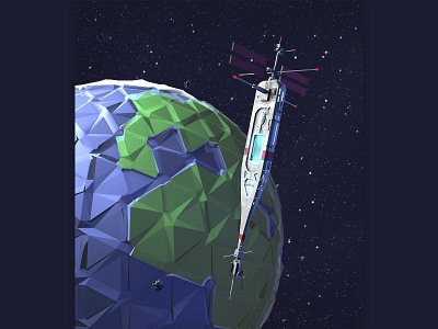 Low Poly Space Station 3d 3dillustration 3dmodeling cinema4d diorama earth illustration low poly lowpoly lowpolyart orbit planet renders space