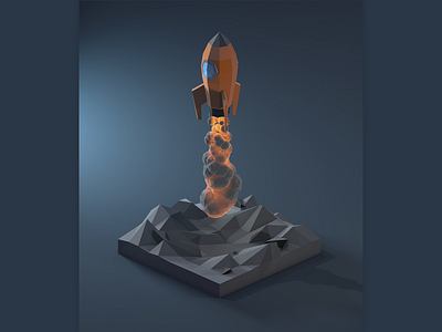 Rocket Launch Low Poly 3d 3dart 3dillustration 3dmodeling cinema4d diorama illustration isometric low poly lowpoly lowpolyart moon renders rocket rocket launch space spaceship