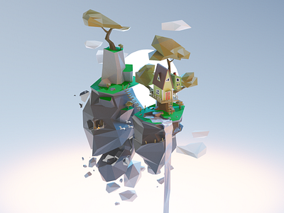 Flying islands Low Poly