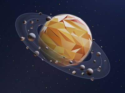 Saturn in Low Poly Style 3d 3dillustration 3dmodeling illustration low poly lowpoly lowpolyart planet planets render renders saturn solarsystem stars
