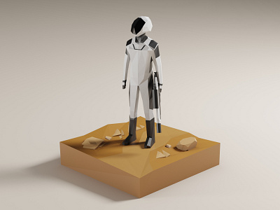 Starman on Mars Low Poly 3d 3dart 3dillustration 3dmodeling astronaut character cosmos diorama elonmusk illustration low poly lowpoly lowpolyart mars render renders space spacex starman suit