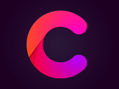 C alphabet c clean elegant gradient orange pink round simple