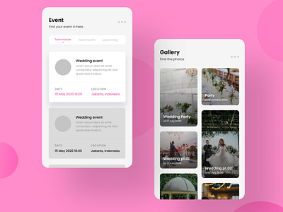 Wedding App event event organizer figma minimalist mobile app wedding wedding app wedding invitation