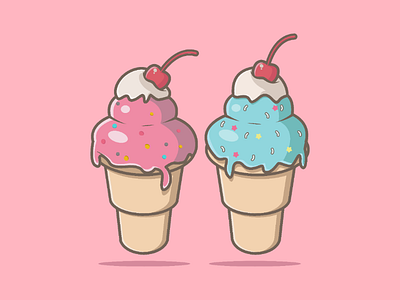 Ice cream blue ice cream illustration pink sweet