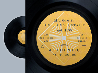 Grit, Grime, Static znd Hiss badge haltone record typography vinyl