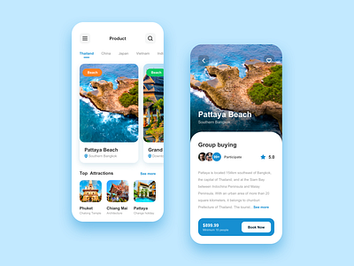 Mobile APP UI - Tourism app design ui ux