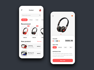 Mobile APP UI - Headset app design typography ui ux