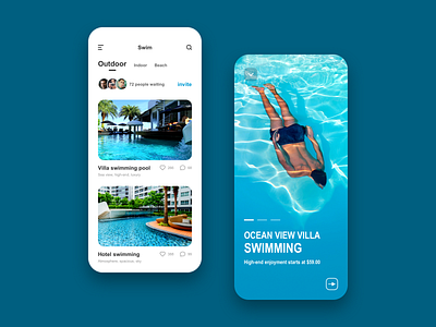 Mobile APP UI - Swim app design typography ui ux