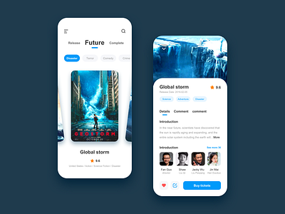 Mobile APP UI - Movie app design typography ui ux