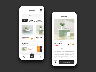 Mobile APP UI - Furniture app design ui ux