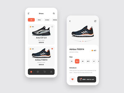 Mobile APP UI - Shoes app design ui ux