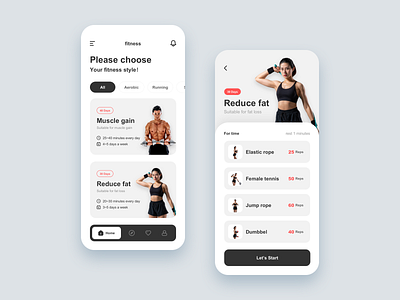 Mobile APP UI - Fitness app design ui ux