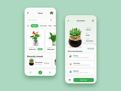 Mobile APP UI - Plants app design ui ux