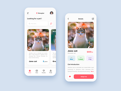 Mobile APP UI - Cats app design ui ux