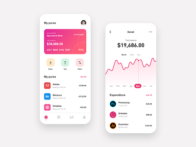 Mobile APP UI - Wallet app design typography ui ux