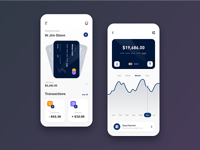 Mobile APP UI - Wallet app design typography ui ux