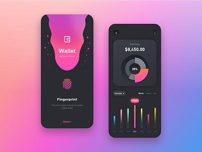 Mobile APP UI - Wallet app design typography ui ux