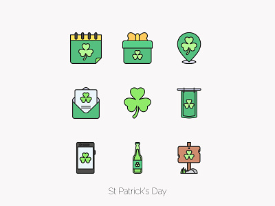 St Patrick's Day - Filled Outline Icons