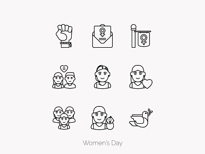 Women's Day iconography icons iconset illustrations svg woman woman illustration women women empowerment womens day