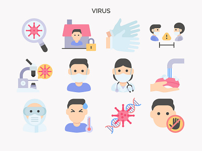 Virus Icon Set coronavirus covid 19 design doctor icon icon set icons iconset illustration medical medicine pandemic svg icons vector virus