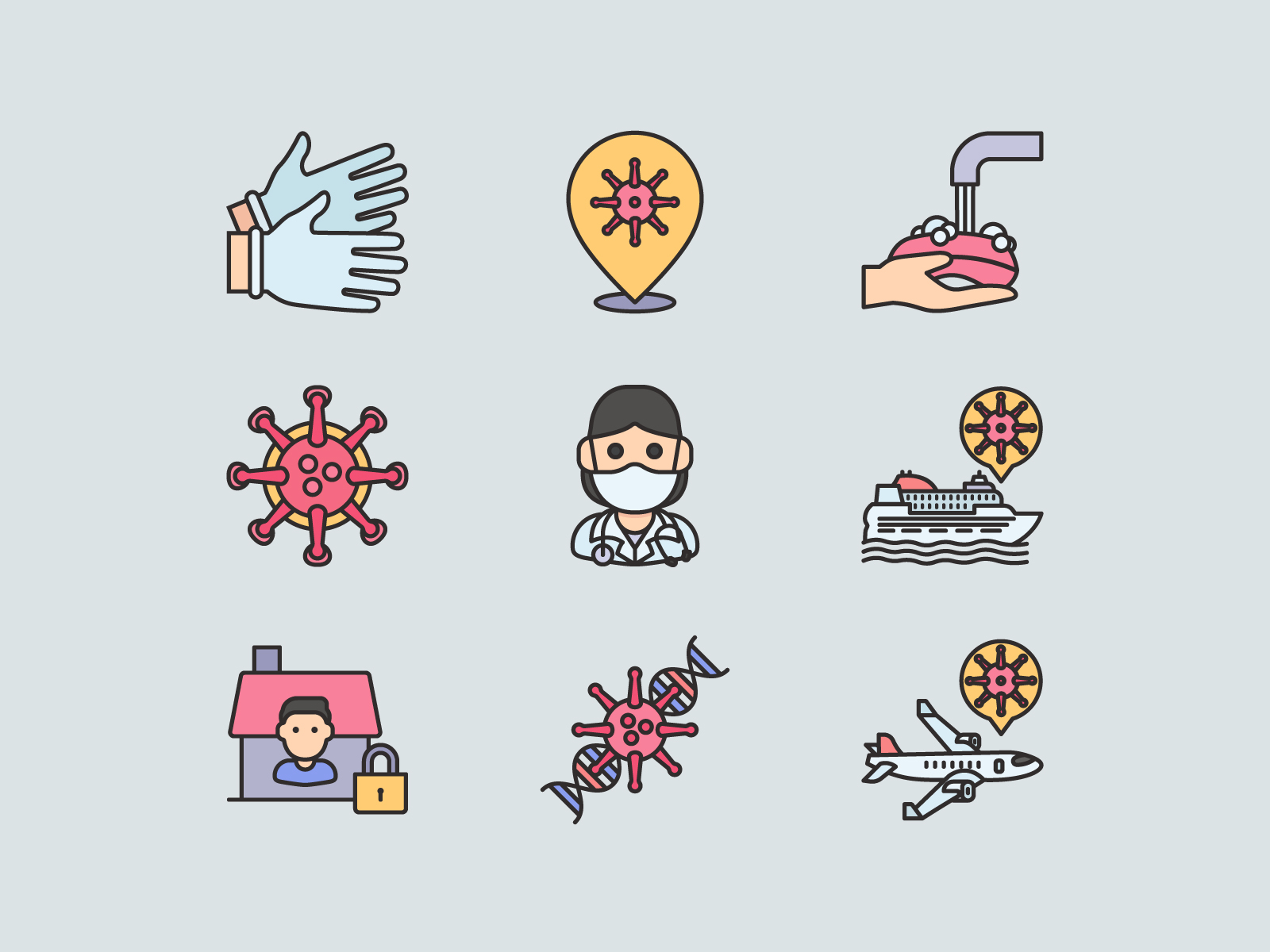 Download Free Icons Coronavirus By Jesus C Romero On Dribbble PSD Mockup Templates