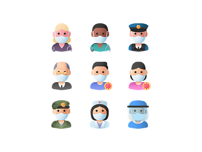 Covid Avatars ai avatar avatar icons avatars coronavirus covid covid 19 covid19 design health healthy icon iconography icons iconset illustration mask medical prevention svg icons